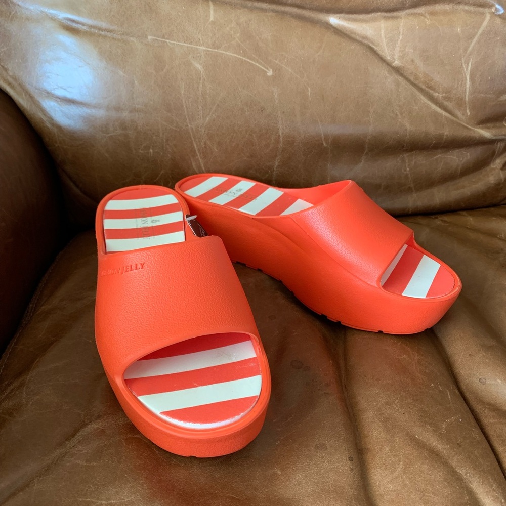 Lemon Jelly orange tone platform slides sz 39 NWT